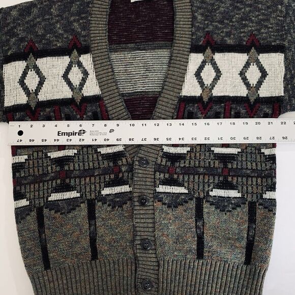 VTG London Fog Cardigan Sweater Men L Gray Button USA Grandpa Cosby Cobain Cabin - Picture 5 of 8